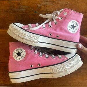 Converse High Top Sneakers in Pink and White